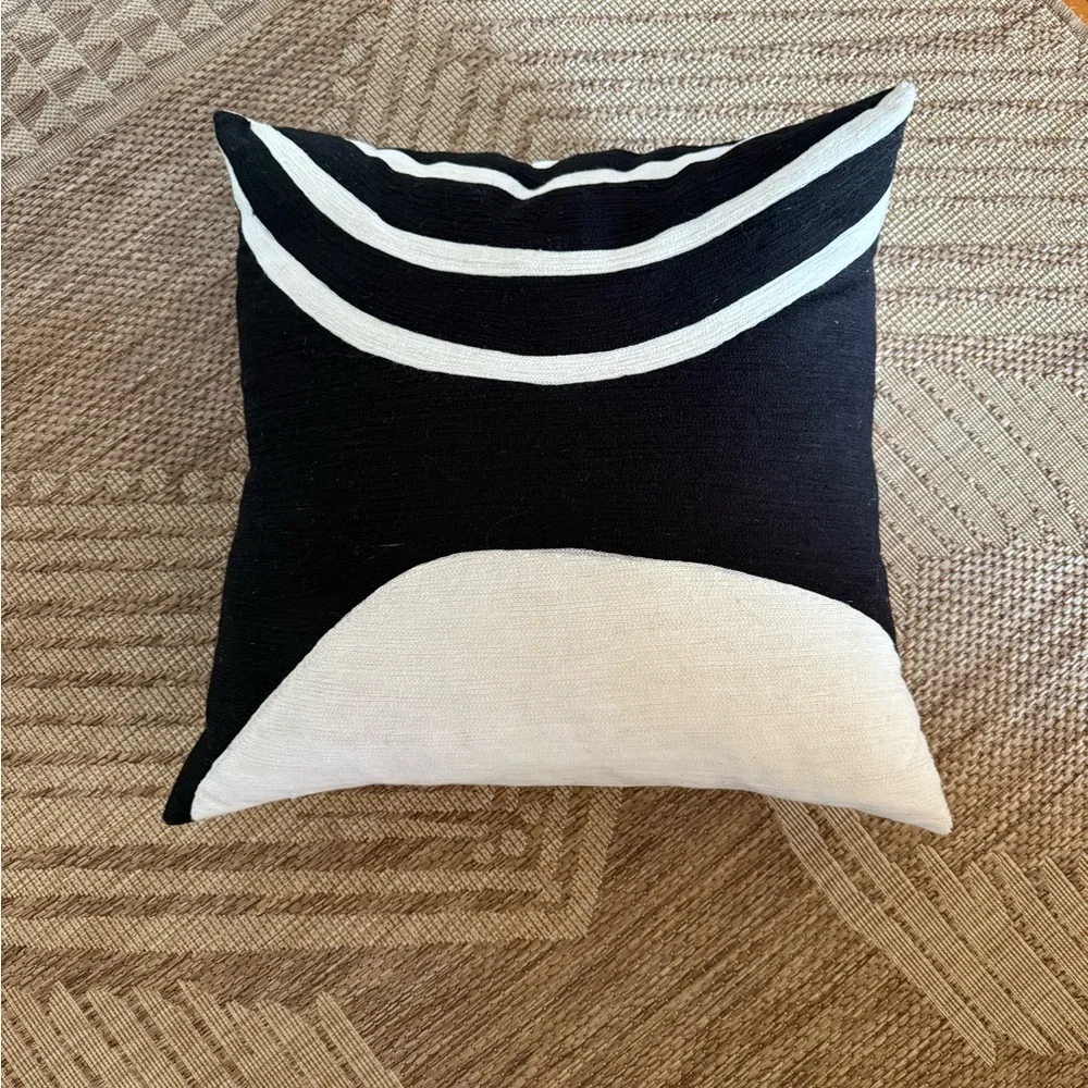 West Elm Black and Cream Geometric Pillow